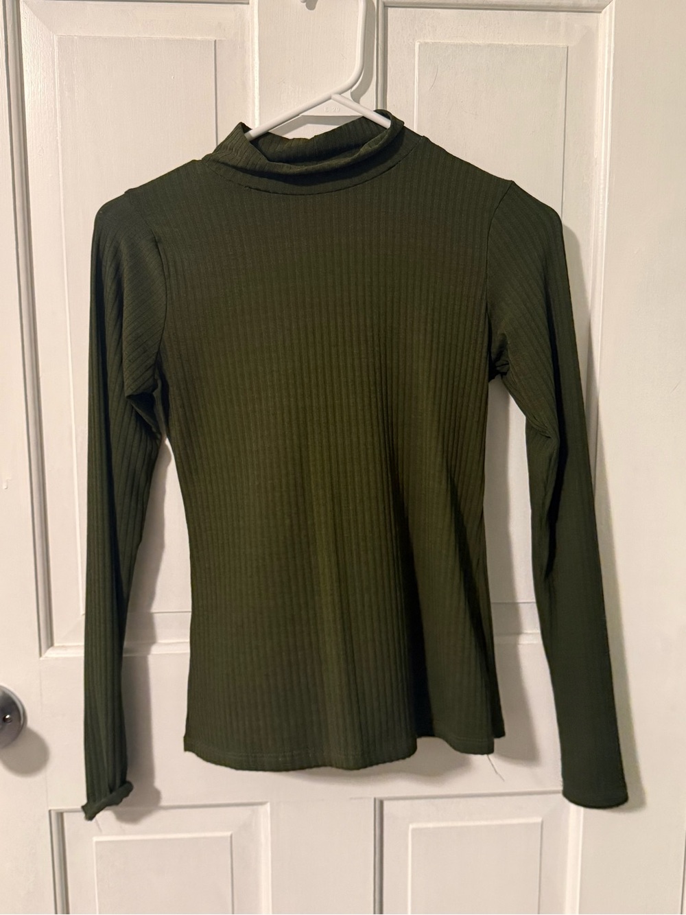 Olivia Rae Olive Green Ribbed Mock Neck Long Sleeve Tee